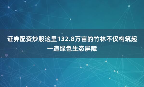 证券配资炒股这里132.8万亩的竹林不仅构筑起一道绿色生态屏障